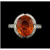 Image 1 : 18KT White Gold 9.40ct Mandarin Spessartite and Diamond Ring