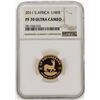 Image 1 : 2011 South Africa 1/4 Krugerrand Gold Coin NGC PF70 Ultra Cameo