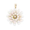 Image 1 : 14KT Yellow Gold 0.20ct Diamond and Pearl Pendant