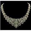 Image 1 : SILVER 7.20ctw Emerald and Diamond Necklace