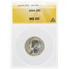 Image 1 : 1944 Washington Silver Quarter Coin ANACS MS65
