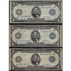 Image 1 : Lot of (3) 1914 $5 Federal Reserve Blue Seal Notes