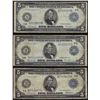 Image 1 : Lot of (3) 1914 $5 Federal Reserve Blue Seal Notes