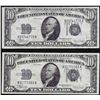 Image 1 : Lot of (2) 1934C $10 Silver Certificate Notes