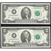 Image 1 : Lot of (2) Consecutive 1976 $2 Federal Reserve Notes Uncirculated