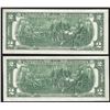 Image 2 : Lot of (2) Consecutive 1976 $2 Federal Reserve Notes Uncirculated