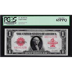 1923 $1 Legal Tender Note Fr. 40 PCGS Gem New 65PPQ