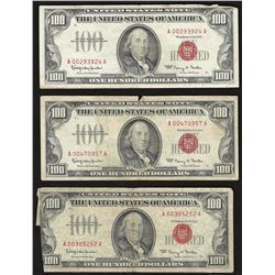 Lot of (3) 1966 $100 Legal Tender Notes