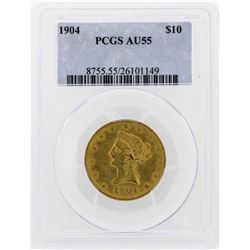 1904 $10 Liberty Head Eagle Gold Coin PCGS AU55