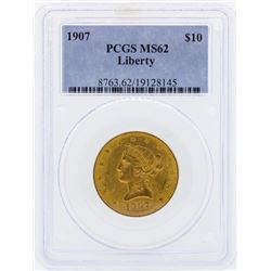 1907 $10 Liberty Head Eagle Gold Coin PCGS MS62