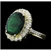 Image 2 : 14KT Yellow Gold 4.07ct Emerald and Diamond Ring