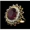 Image 2 : 14KT Yellow Gold 14.15ctw Ruby and Diamond Ring