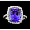 Image 1 : Platinum 7.56ct Tanzanite and Diamond Ring GIA Certified