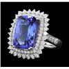 Image 2 : Platinum 9.18ct Tanzanite and Diamond Ring