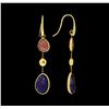 Image 2 : 14KT Yellow Gold Ladies Multi-Color Quartz Dangle Earrings