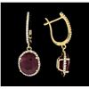 Image 2 : 14KT Yellow Gold 9.67ctw Ruby and Diamond Earrings