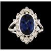 Image 1 : 14KT White Gold 4.29ct Tanzanite and Diamond Ring