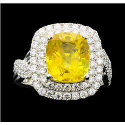 Platinum 5.96ct Yellow Sapphire and Diamond Ring