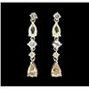 Image 1 : Platinum 2.61ctw Diamond Dangle Earrings