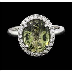 14KT White Gold 3.00ct Green Tourmaline and Diamond Ring