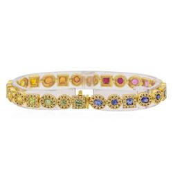 14KT Yellow Gold 5.11ctw Multi Color Sapphire and Diamond Bracelet