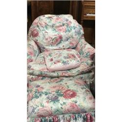 Floral chair and footstool