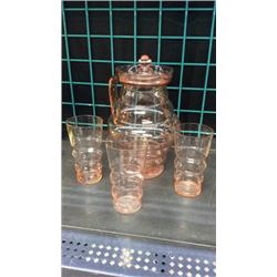 Pink Glass Water Set