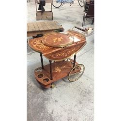 Fancy Drop Leaf Inlayed Service Cart