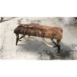 4ft X 18" Longhorn Steer Bench