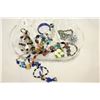 Image 1 : CRYSTAL SERVING DISH WITH ART GLASS AND VINTAGE JEWELLRY