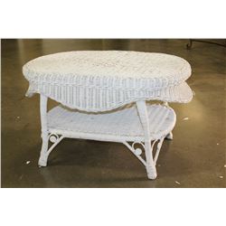 WHITE WICKER COFFEE TABLE