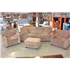 Image 1 : LEE INDUSTRIES AS NEW BROWN FABRIC SOFA WITH TWO CHAIRS AND OTTOMAN