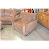 Image 2 : LEE INDUSTRIES AS NEW BROWN FABRIC SOFA WITH TWO CHAIRS AND OTTOMAN