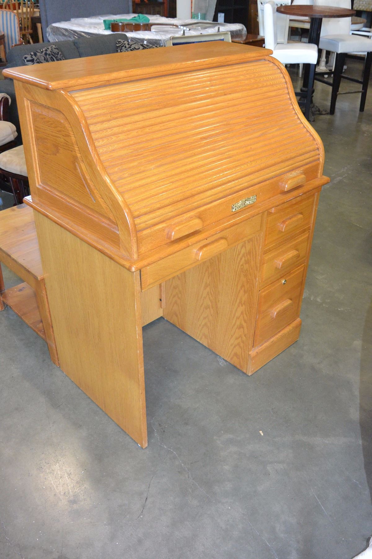Solid Oak Winners Only Roll Top Desk