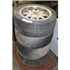 Image 1 : SET OF FOUR HANKOOK 15" TIRES ON FOUR BOLT RIMS