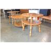 Image 2 : ROUND MAPLE 2-TIER COFFEE TABLE AND ENDTABLES SET