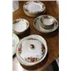 Image 1 : ENGLISH ROSE PARTIAL CHINA SET AND 3-TIER CAKE PLATE