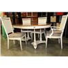 Image 2 : VINTAGE ROUND WALNUT TOP WHITE BASE DINING TABLE WITH LEAF AND FOUR CHAIRS