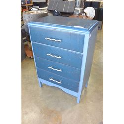 FOUR DRAWER BLUE HOMEMADE HIGHBOY DRESSER