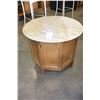 Image 1 : ROUND MAPLE ENDTABLE WITH ITALIAN MARBLE TOP