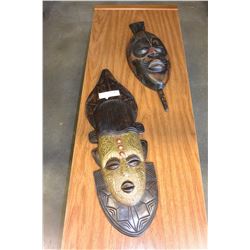 TWO WOOD CARVED MASKS