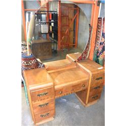 WALNUT WATERFALL VANITY WITH MIRROR