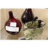 Image 2 : TWO RED GLASS VASES, ART GLASS PURSE AND GLASSE VASE