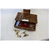 Image 1 : WOOD JEWELLRY BOX WITH CONTENTS