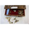 Image 2 : WOOD JEWELLRY BOX WITH CONTENTS