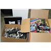 Image 1 : TWO BOXES OF DVDS MOVIES AND WORKING PHILIPS TV AND CORDS
