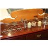 Image 2 : LARGE GLASS VASE AND FLEUR DE LYS WALL RACK CANDLE STANDAND WICKER VASE