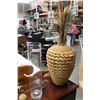 Image 3 : LARGE GLASS VASE AND FLEUR DE LYS WALL RACK CANDLE STANDAND WICKER VASE