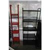 Image 1 : BLACK METAL 5 TIER SHELF AND RED WALL SHELF