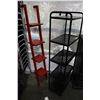 Image 2 : BLACK METAL 5 TIER SHELF AND RED WALL SHELF